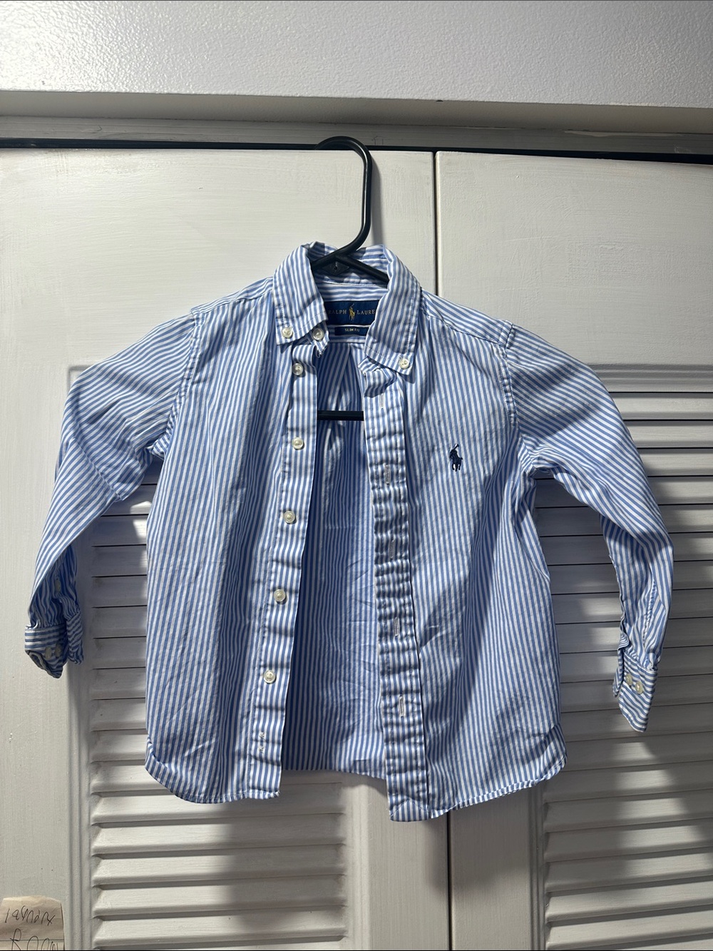 Ralph Lauren Light Blue & White Striped Button-Up Shirt